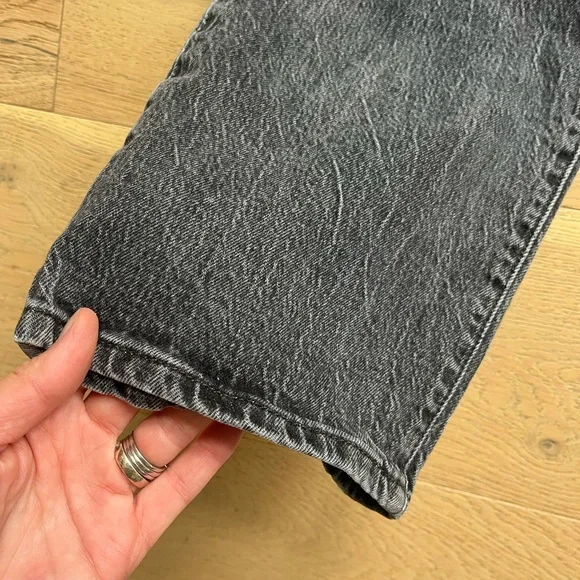 Levi’s Ribcage Straight Jeans High Rise Black Wash Cropped Ankle 30x 27 - Picture 6 of 9